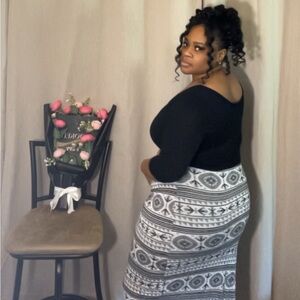 Charlotte Russe Black and White Long Sleeve Dress